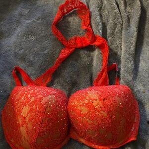 Victoria's Secret Red Lace Bra with Sparkle